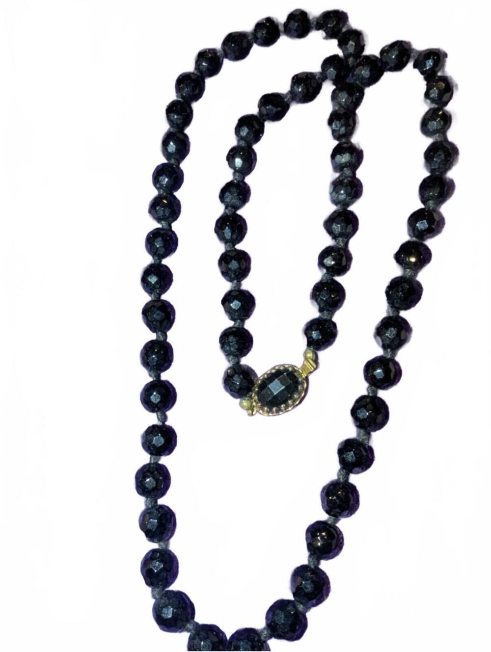 Vintage Made in Austria Faceted Black Beaded Necklace